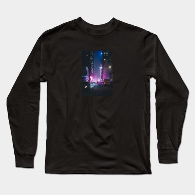 Neon New York Long Sleeve T-Shirt by opticpixil